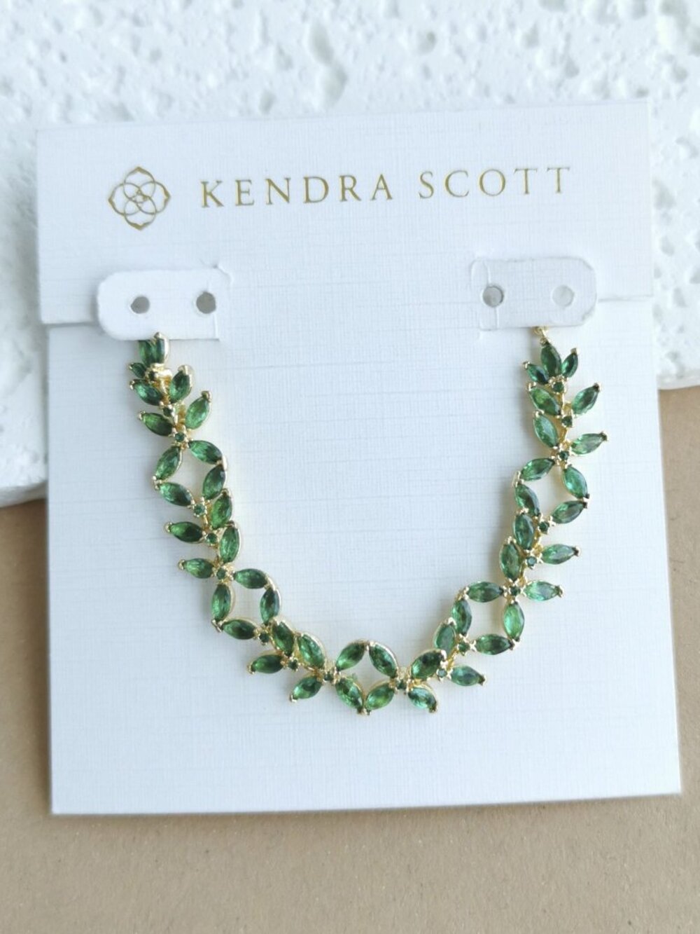 Kendra Scott Rosalie Gold Green Crystal Tennis Bracelet